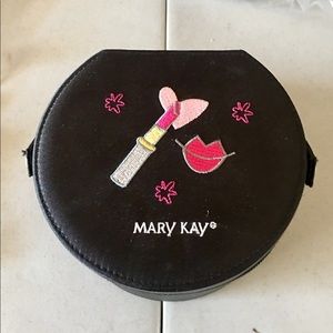 Mary Kay Black Cosmetic Travel Case with Pink & Red Embroidery